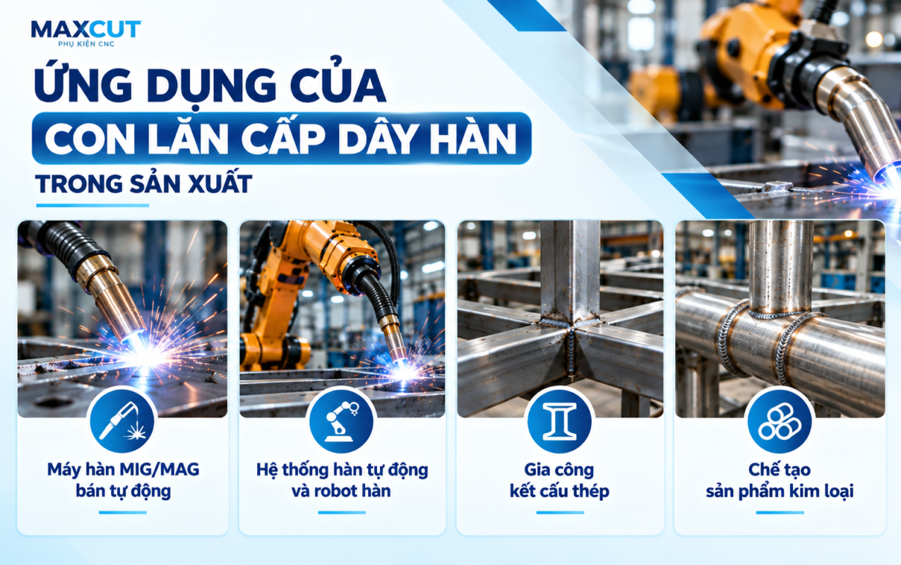 Ứng dụng của con lăn cấp dây hàn
